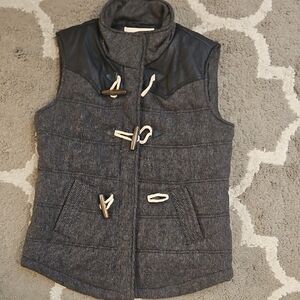 Women's Gray and Black Toggle Vest